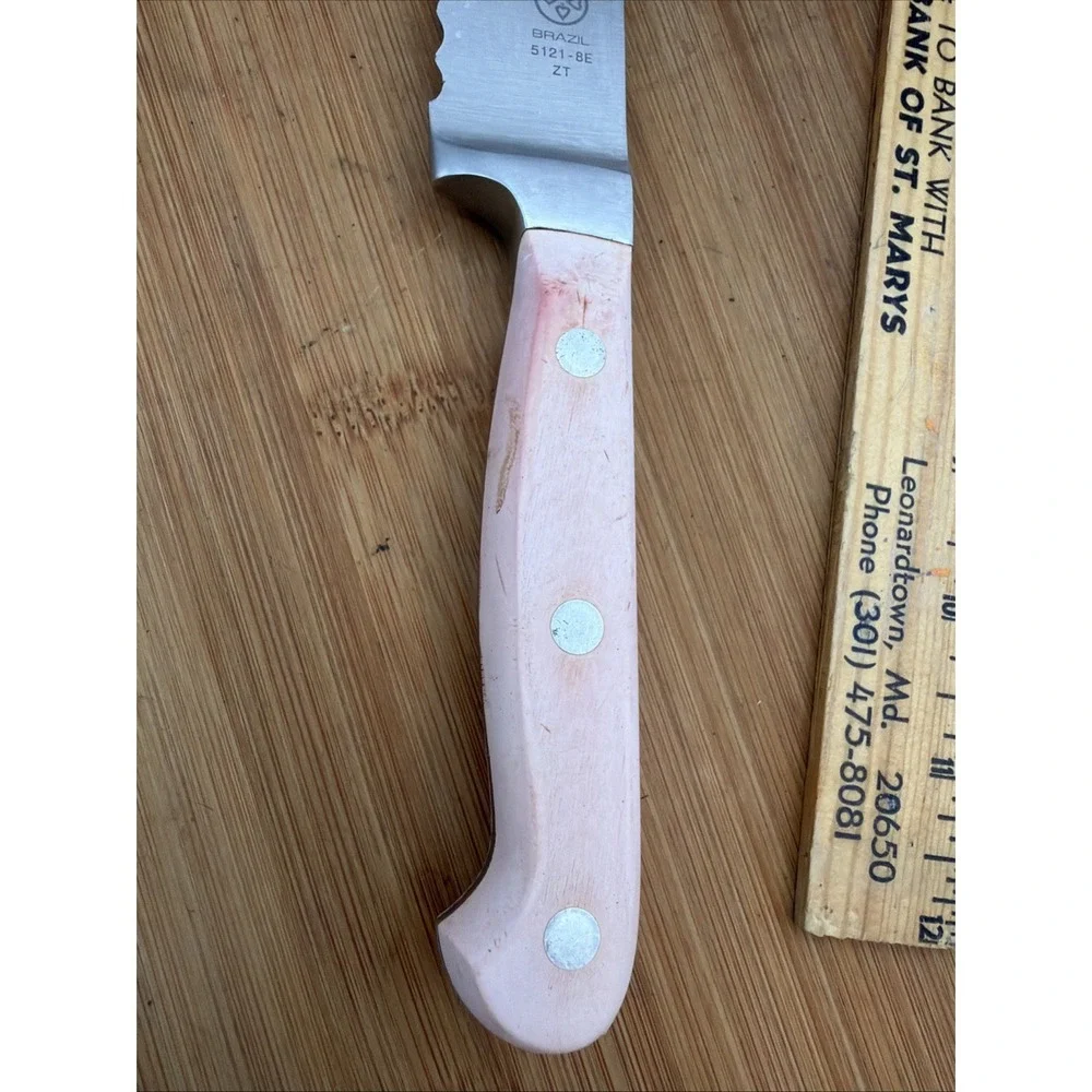 Mundial 5100 Series serrated bread knife Pink Handle Made In Brazil